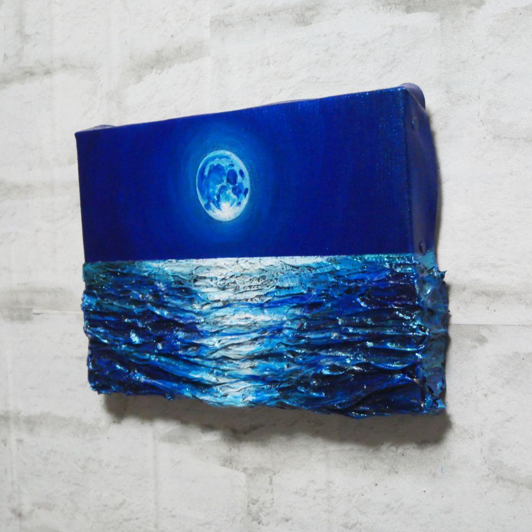 油絵 油彩 油彩画 絵 絵画 SM号【青い満月】