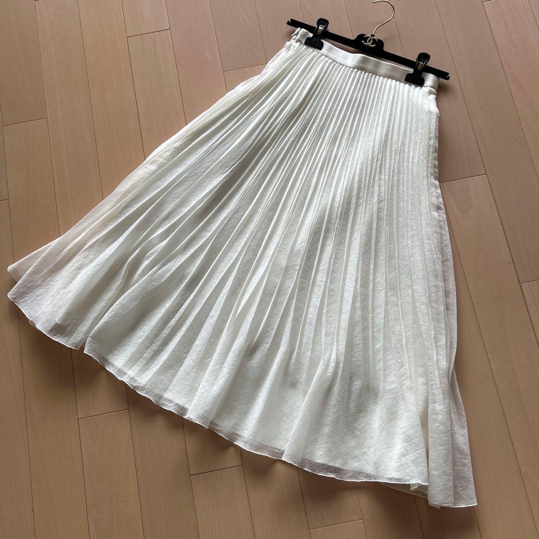 【タグ付き】お値下げ ANAYI スパンオーガンジープリーツスカート 38 白
