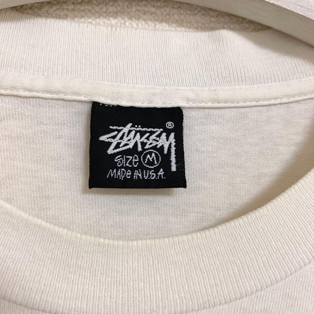 80s 後期 STUSSY 黒タグ USA製 cursive 筆記体 Tシャツ