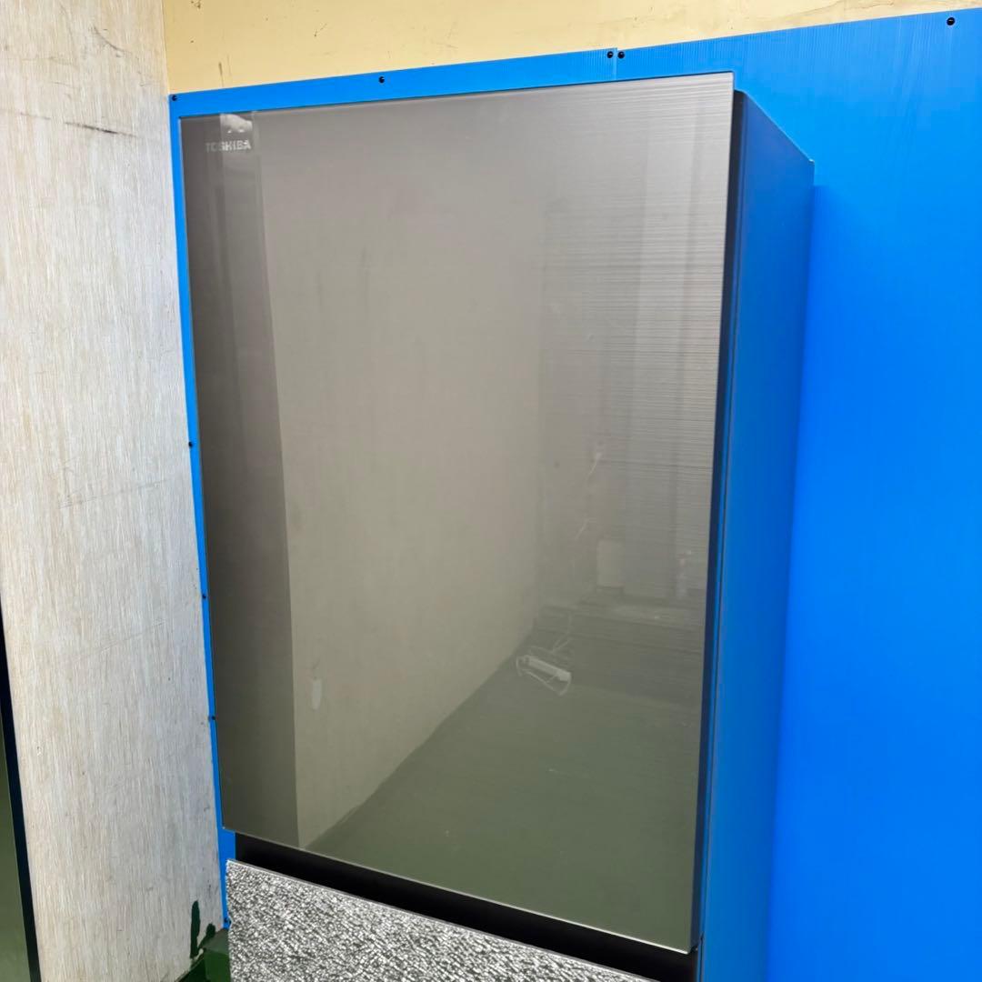 540東芝2024年製 大型冷蔵庫 ガラス割れあり 完動品　300L強　自動製氷