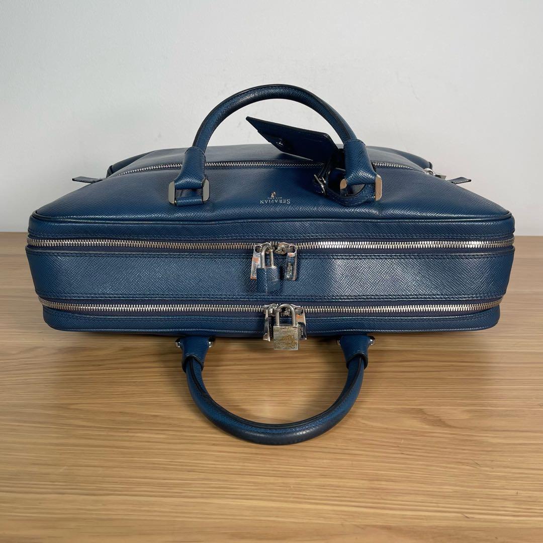 セラピアン　ビジネスバッグ　ブリーフケース　レザー　ブルー　2way