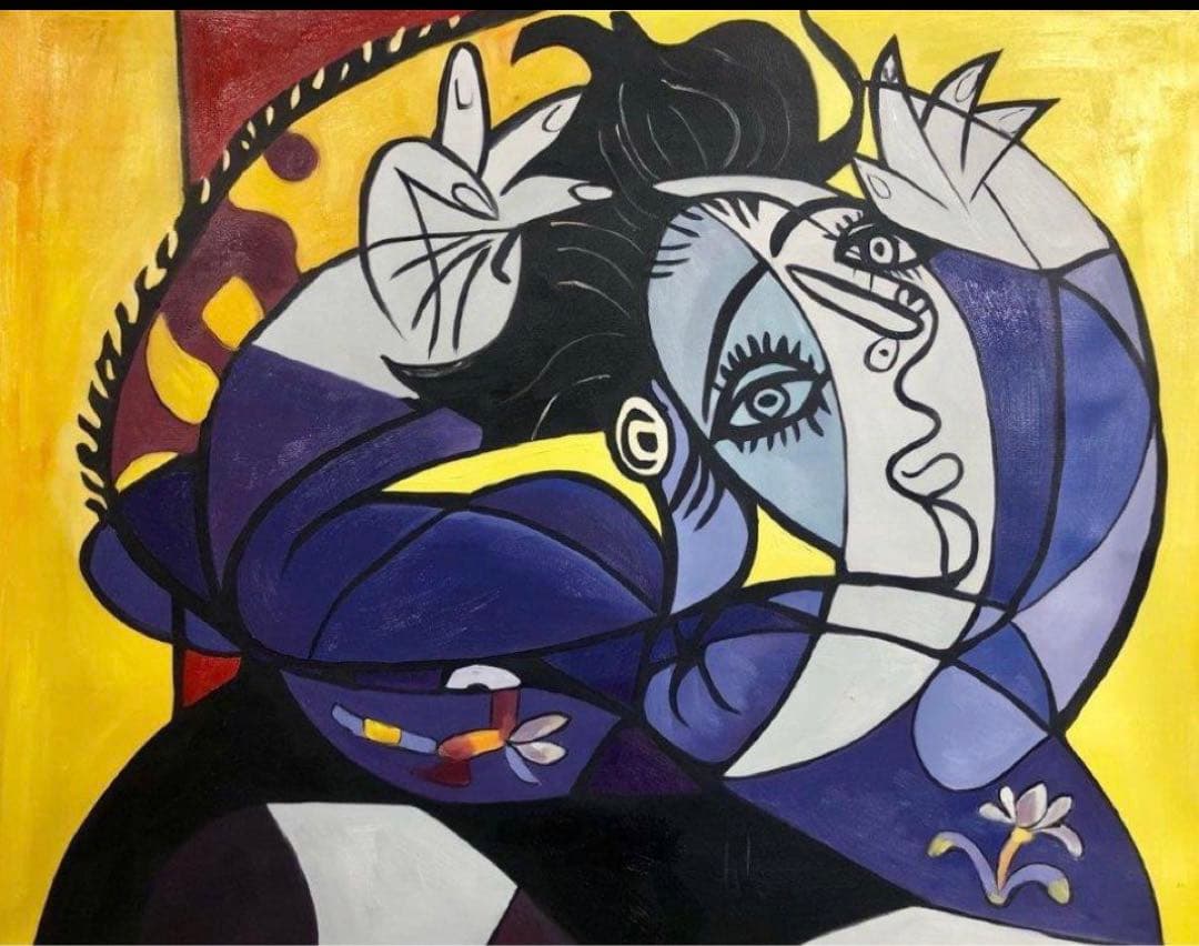 肉筆☆油絵☆F20号『femme sur un oreiller』ピカソ/模写