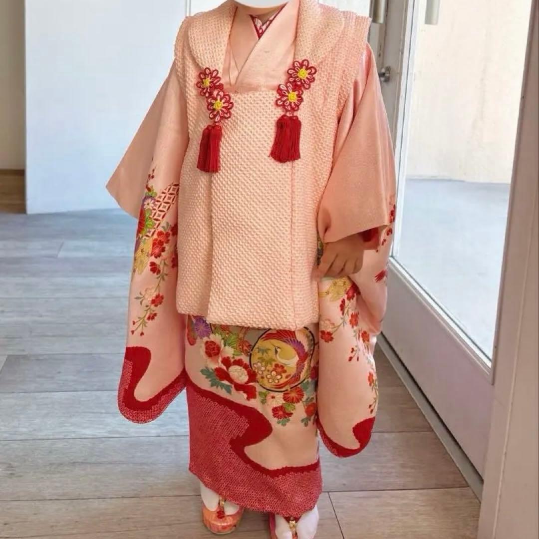 七五三 3歳　着物　正絹　総絞りフルセット