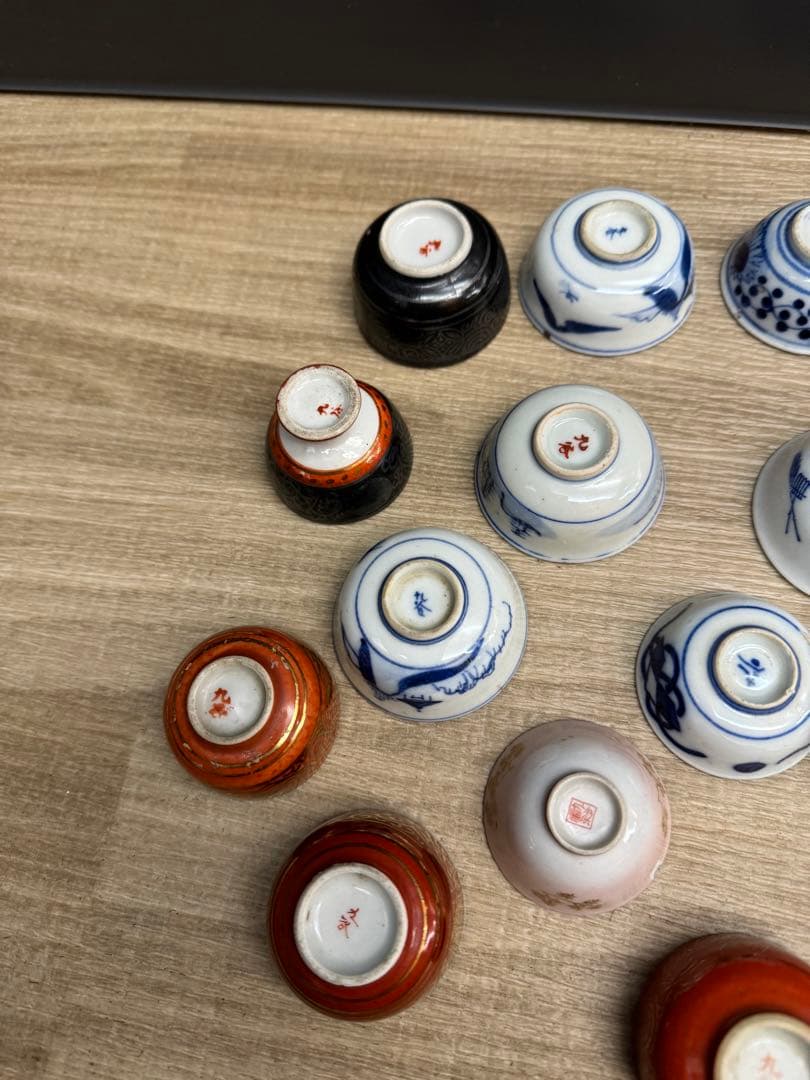 1534  九谷焼　猪口　17客　まとめ売り　時代物