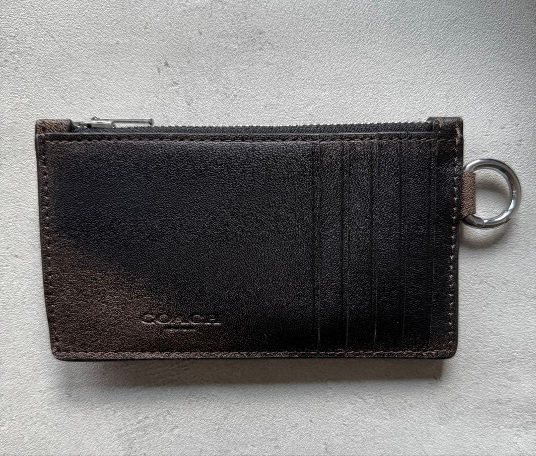 COACH ジップ カードケース・ラブド レザー