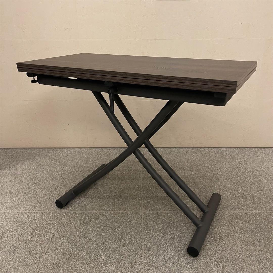【美品】ヤマソロ 昇降テーブル グロリアス 82-645（ブラウン/ブラック）