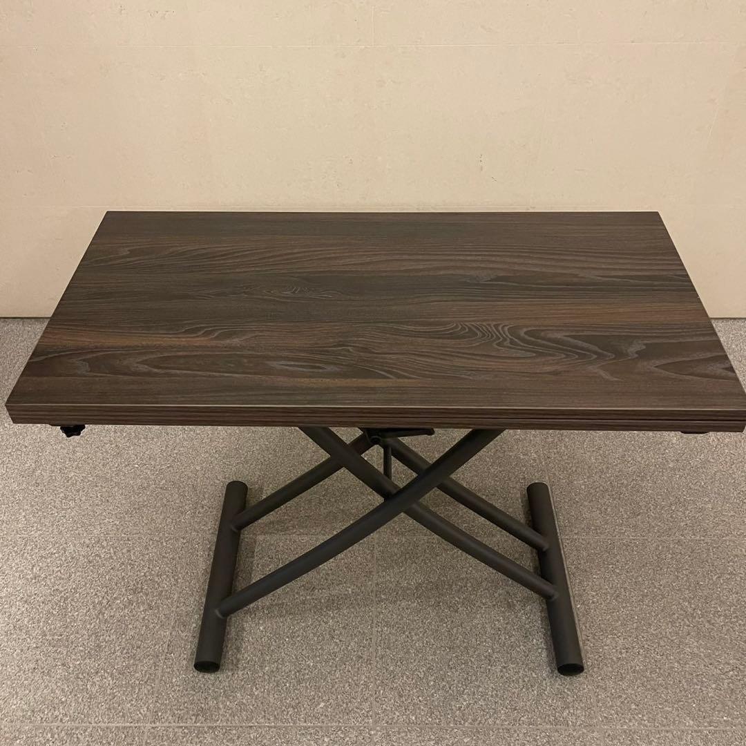 【美品】ヤマソロ 昇降テーブル グロリアス 82-645（ブラウン/ブラック）