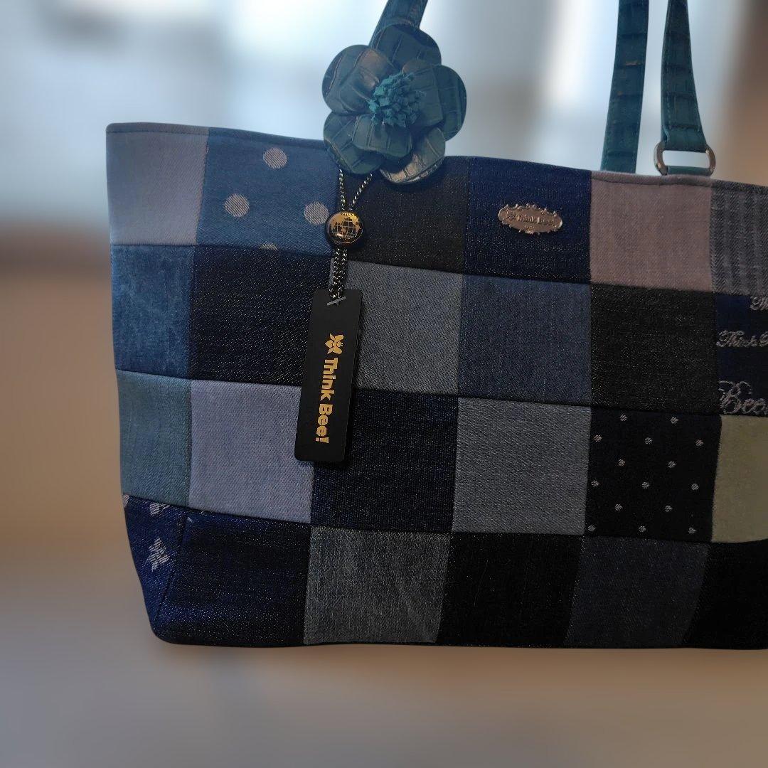 連休価格新品Think Beeパッチワークデニムハンドバッグ