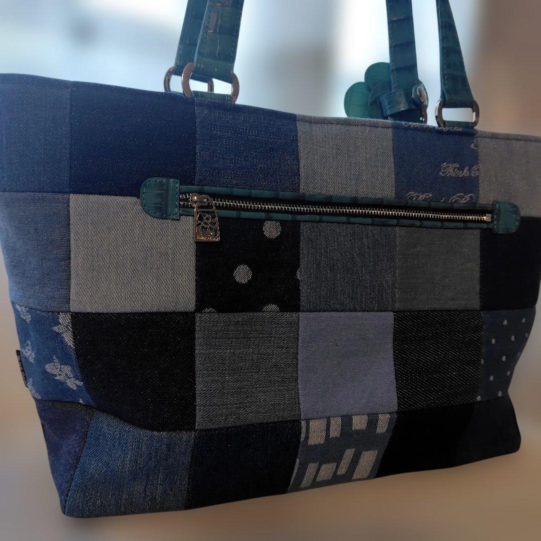 連休価格新品Think Beeパッチワークデニムハンドバッグ
