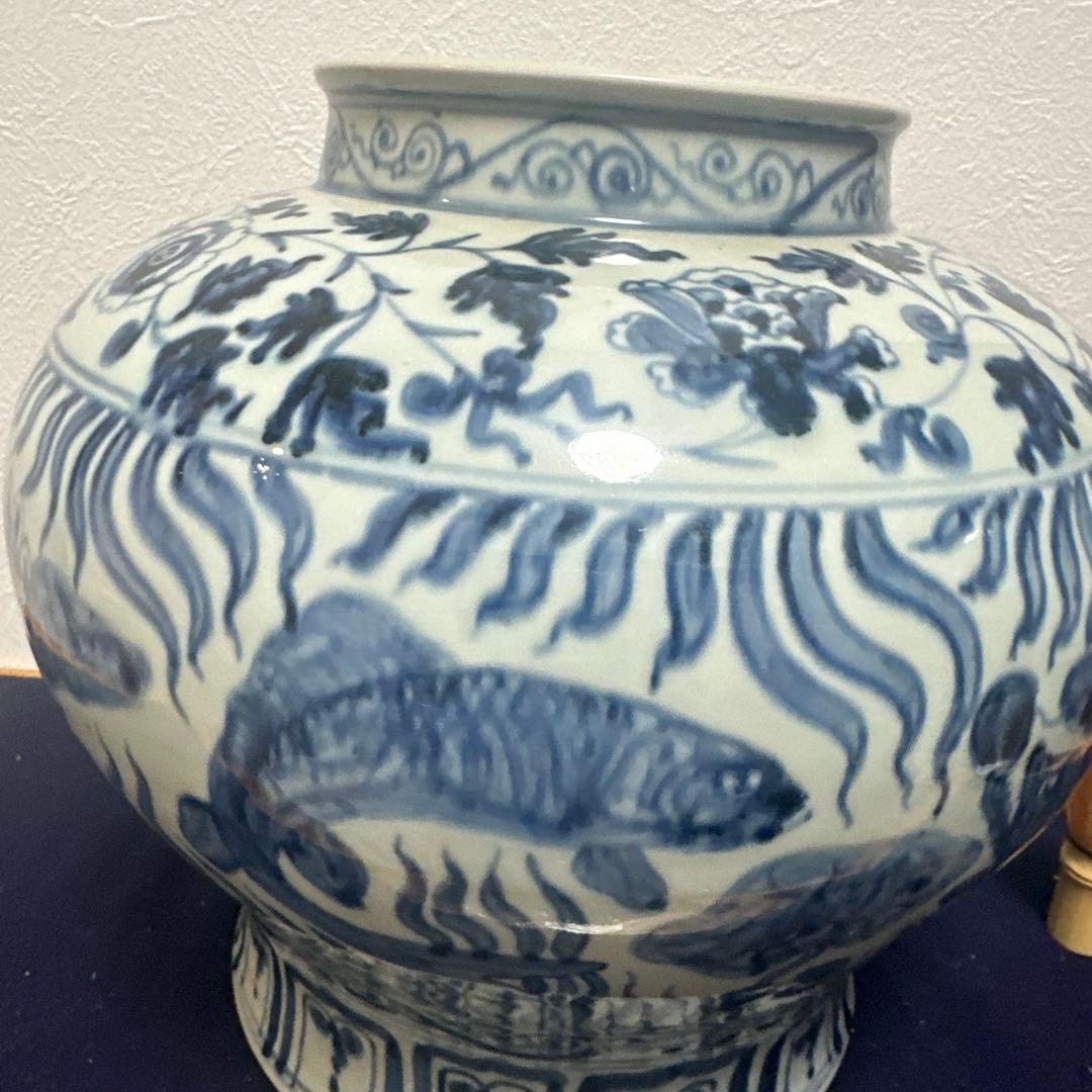 染付壺　骨董品　アンティーク　古美術　陶磁器