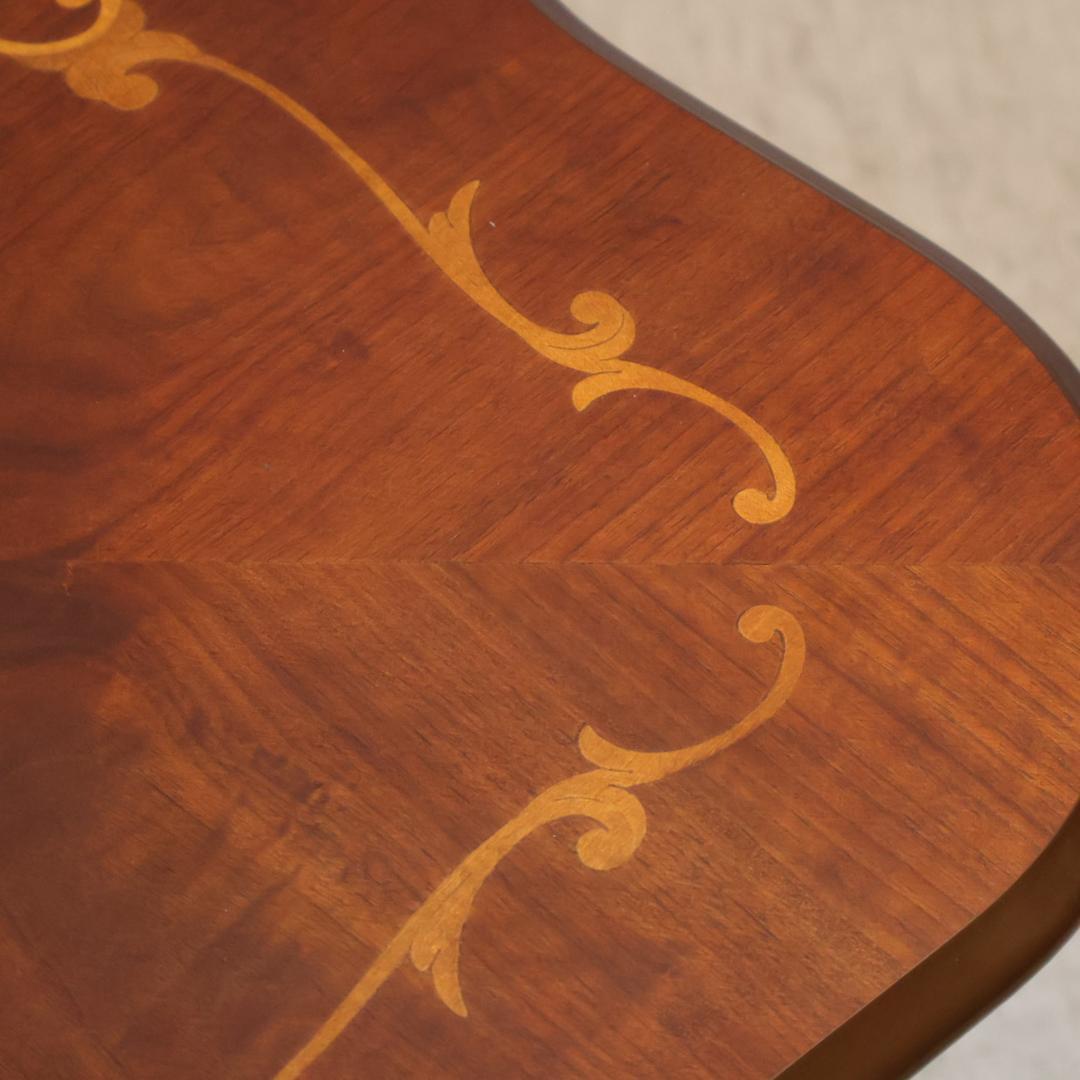 アンティーク調 カフェテーブル 円形 ロココ調 象嵌細工 エレガント 洋風