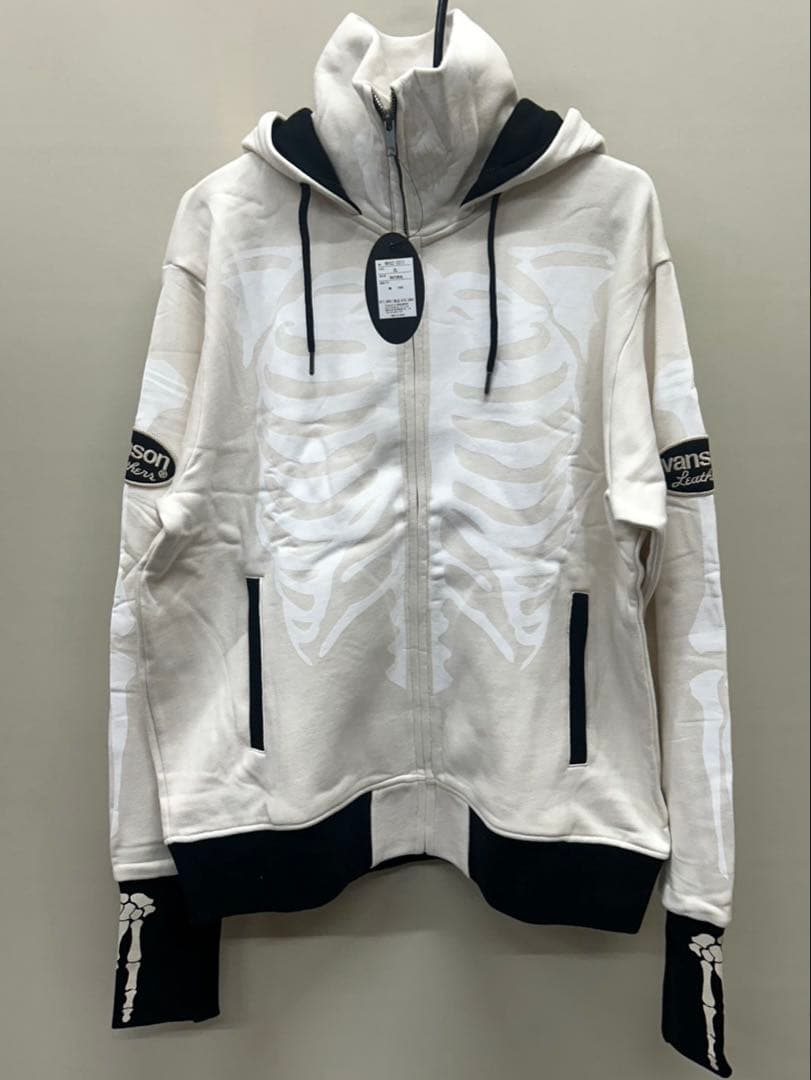 vanson スケルトンプリント フルジップパーカー XL