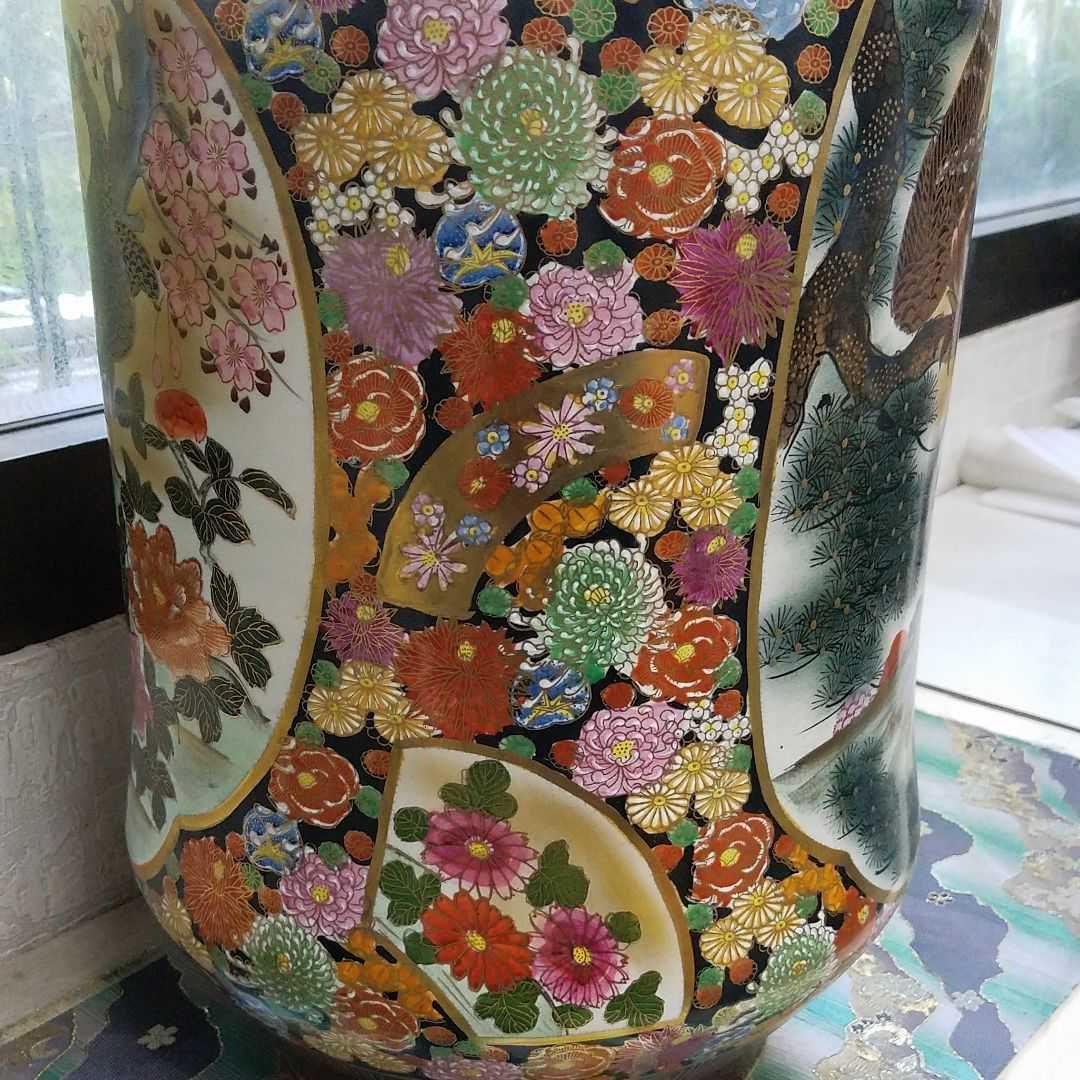 九谷焼　飾り壺　花詰　孔雀