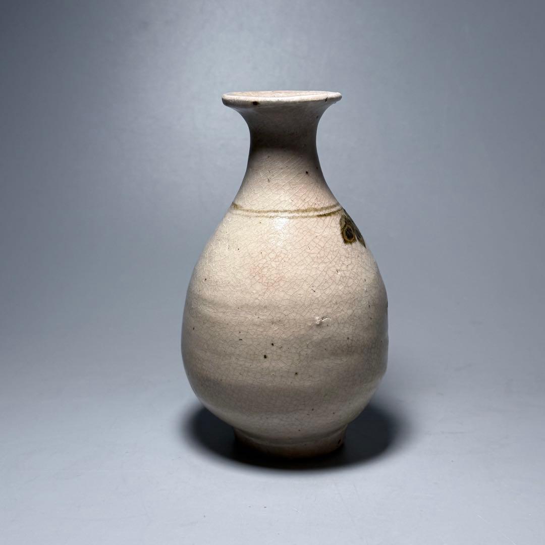 李朝　粉青沙器　鉄絵葡萄文徳利　古美術　蒐集家放出品　高さ14cm　朝鮮美術