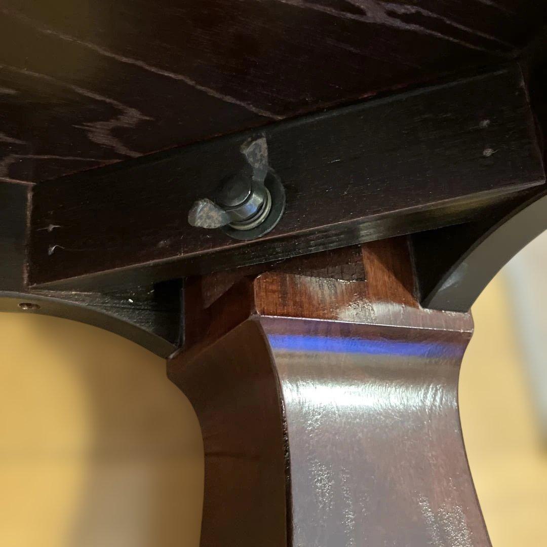 座卓　彫刻装飾付　ローテーブル　昭和レトロ　★レース編みテーブルクロス付き★