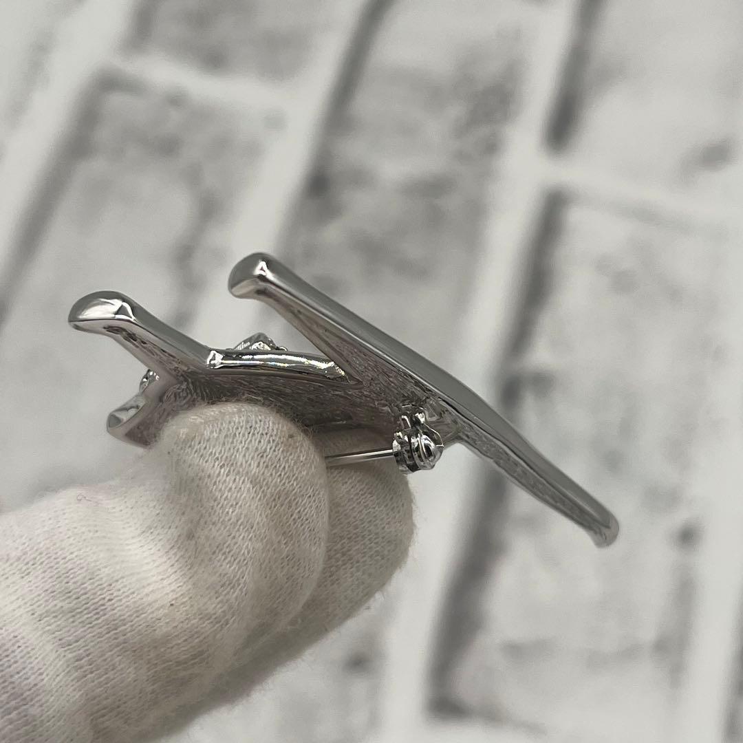 【極美品】ディオール キャットモチーフ シルバー　ラインストーン ブローチ