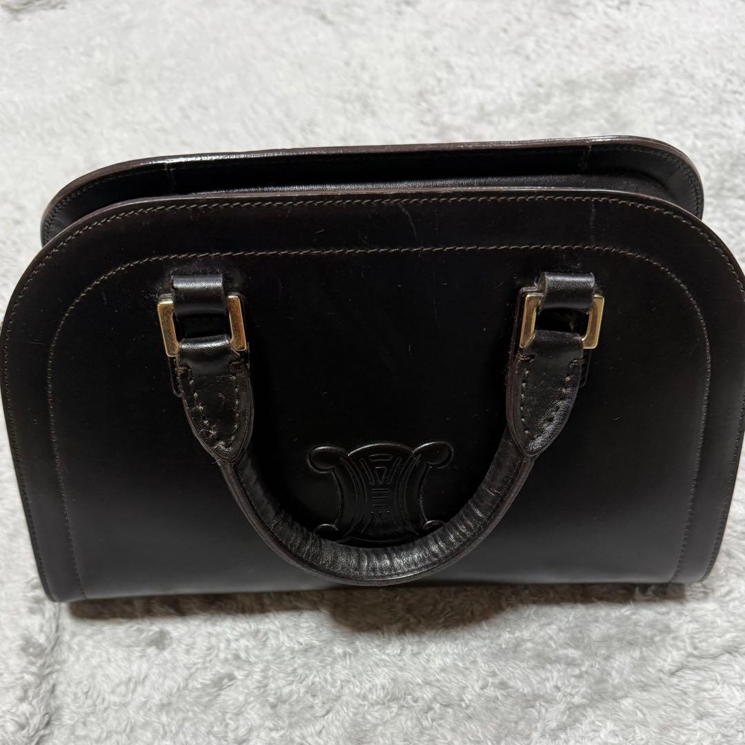 CELINE　セリーヌ　ハンドバッグ　ダークブラウン　カーフ【437】