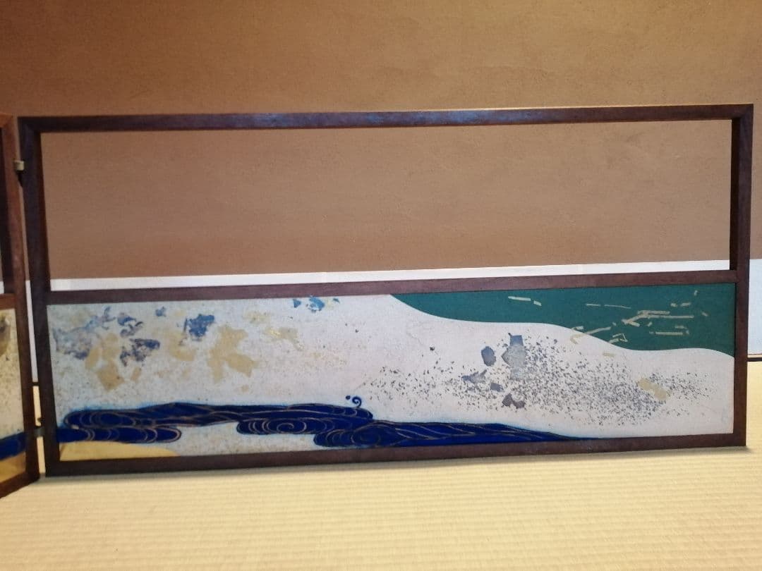 【茶道具】流水金箔ちらし絵風炉先　風炉先屏風　風炉先214