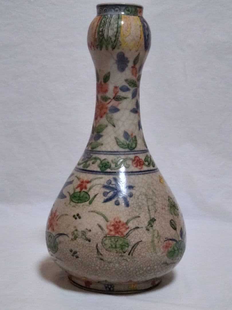 中国美術　骨董　五彩花鳥図　万暦　花瓶