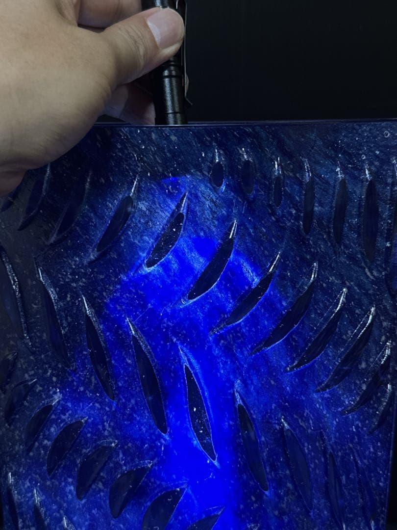 特大 Daum France クリスタル 青マーブル ガラス 花瓶 廃盤 貴重