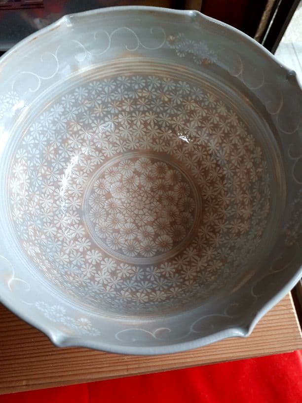 平安陶楽の花三島の鉢