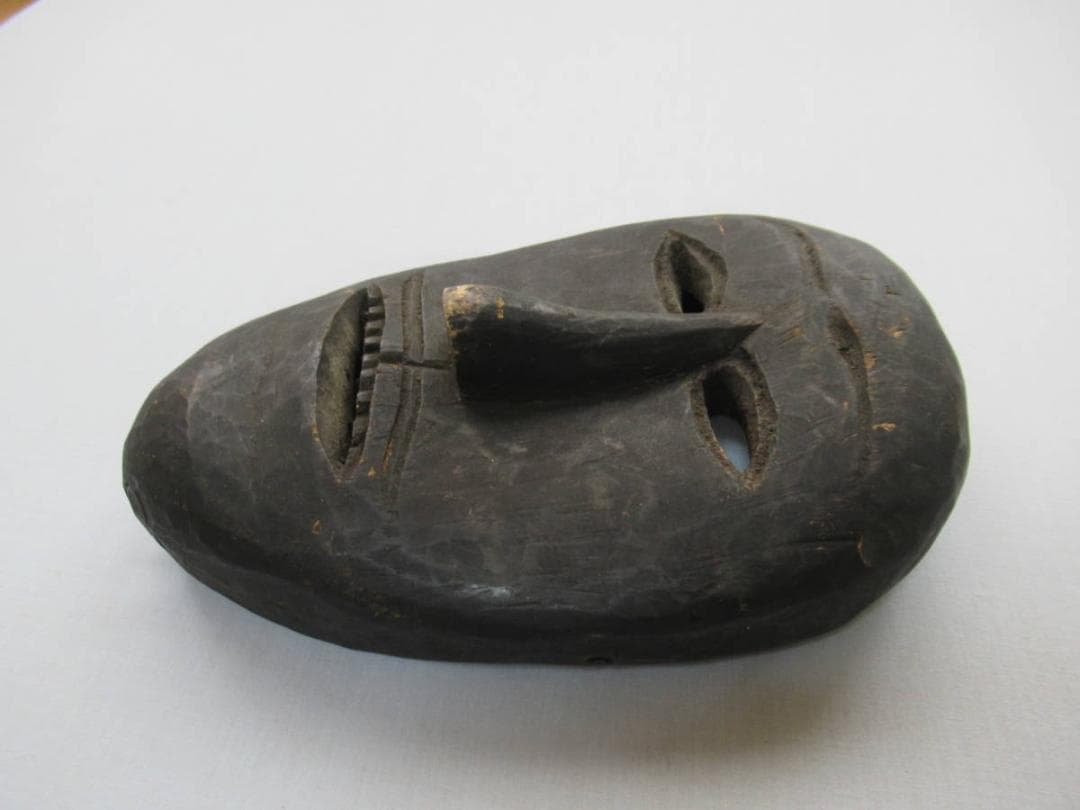 希少1970年代購入◆アフリカ コンゴ民主共和国 レガ部族黒顔 民族仮面/マスク