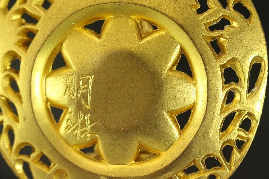 仏教美術 鍍金 観音菩薩像 明琳 在銘(ZE550)