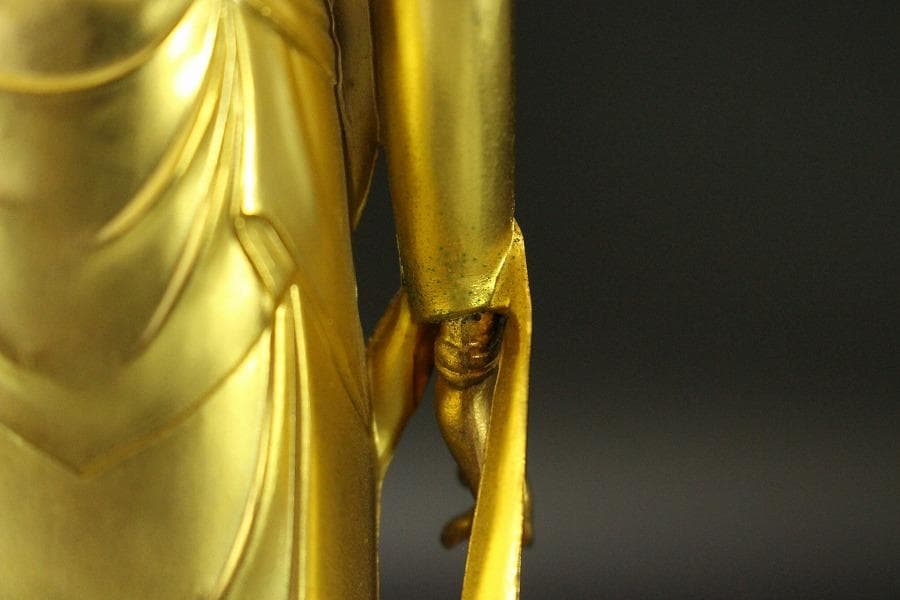 仏教美術 鍍金 観音菩薩像 明琳 在銘(ZE550)