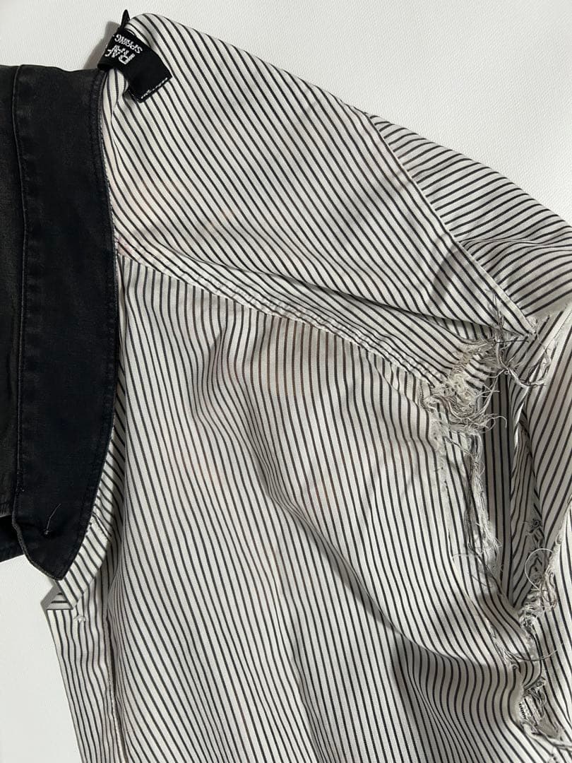 難あり 48 raf simons 2003SS ストライプ ノースリーブシャツ