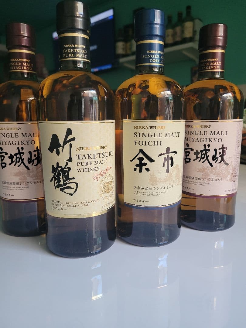 ニッカウヰスキー竹鶴ピュアモルト 宮城峡、余市 シングルモルト 4本セット