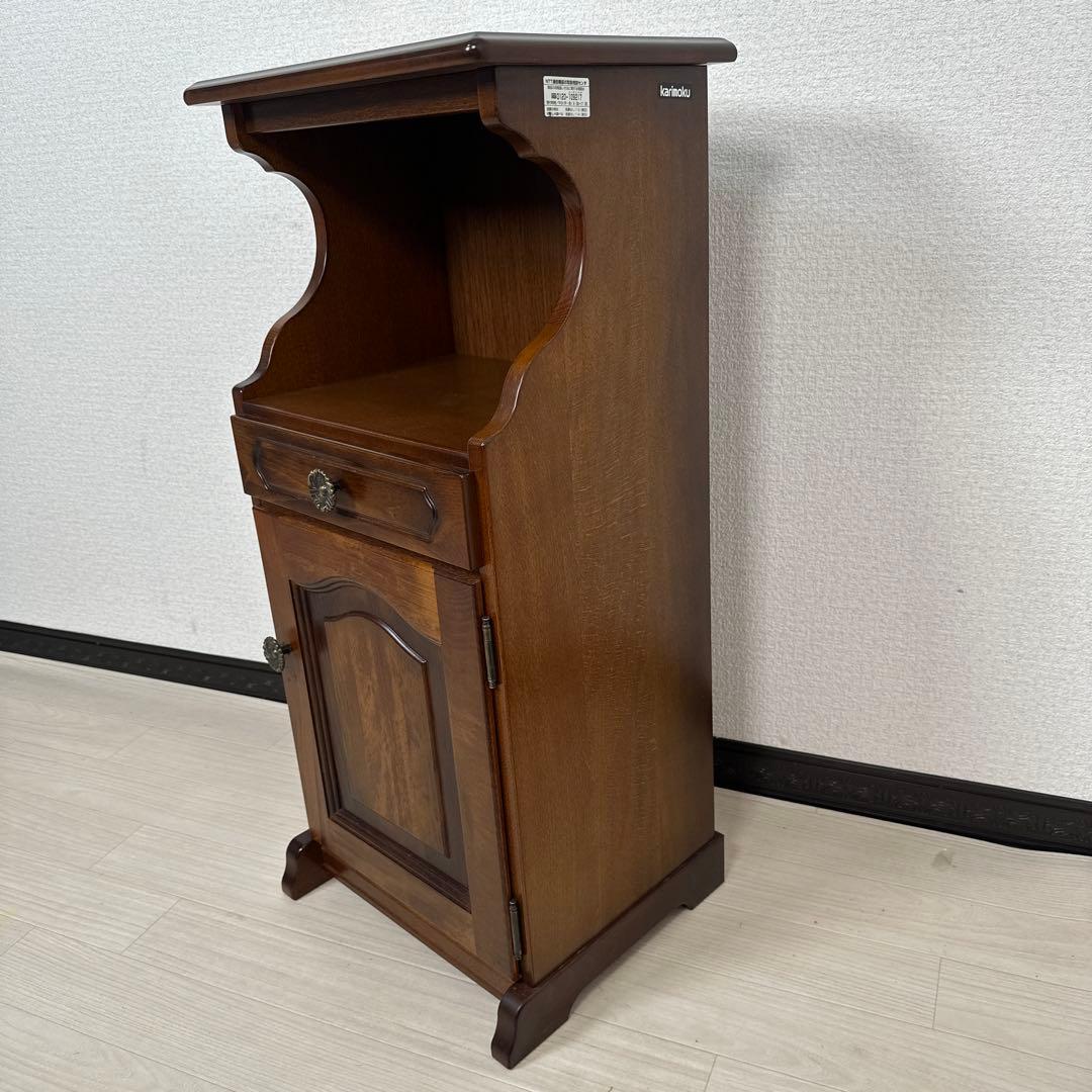 美品 カリモク コロニアル 電話台 FAX台 飾り棚 花台 キャビネット※i4※