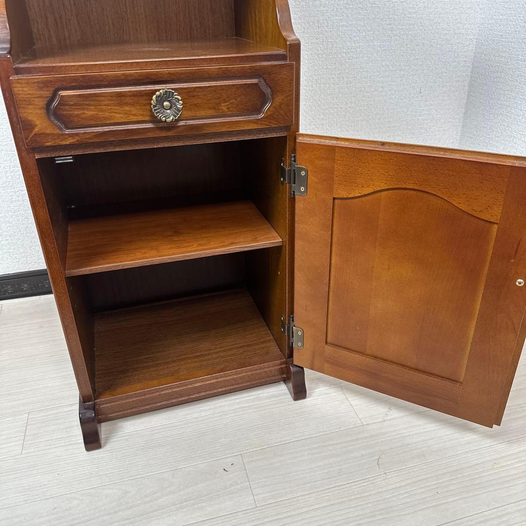 美品 カリモク コロニアル 電話台 FAX台 飾り棚 花台 キャビネット※i4※