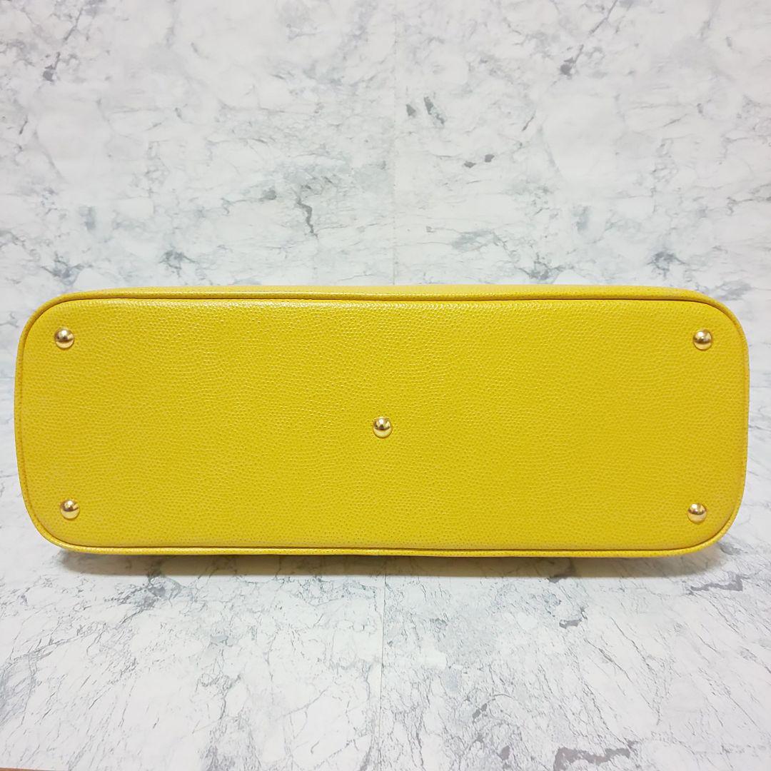 【美品】EPONINE レザー 2wayハンドバッグ クシュベル 本革 イエロー