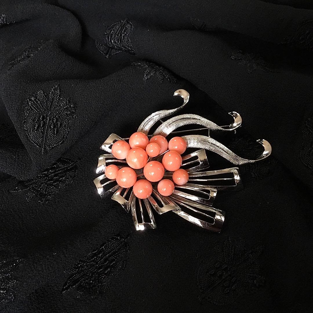 ブローチ◆珊瑚 / シルバー◆金工 コーラル サンゴ
