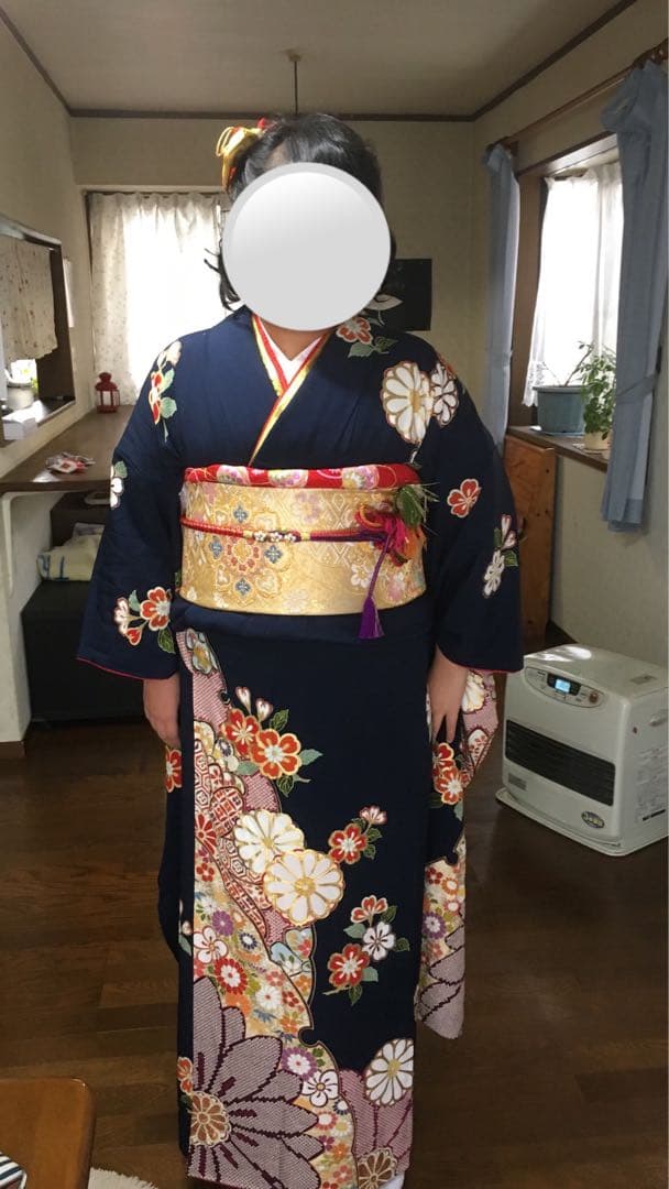 京都友禅振袖、大きめサイズと長襦袢、袋帯、三点セット