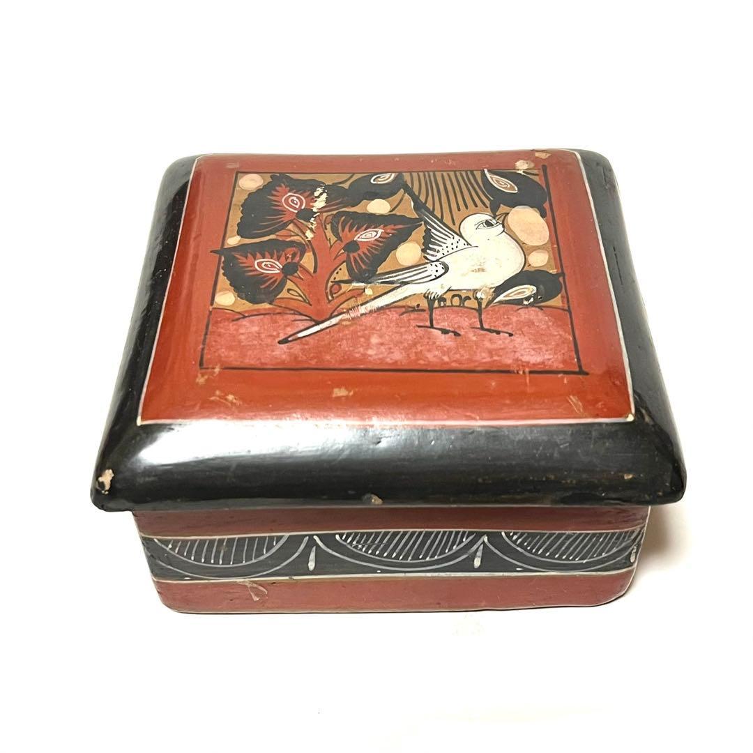 ■希少■メキシコ・トナラ陶器箱■ヴィンテージ・トナラ焼き・Mexico・小物入れ
