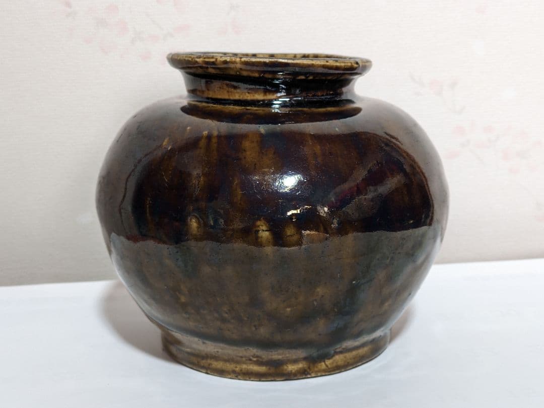 ⭐️瀬戸焼 江戸時代前期 鉄釉小壺 花器置物 飾り 古美術品 骨董品