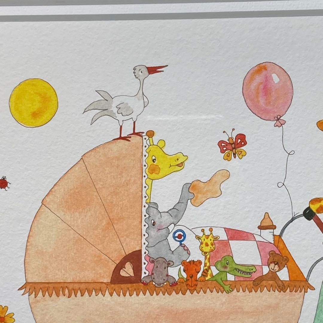 【美品】クリーヴ作 『やさしいキリンママとお散歩』 59/150 ジクレー