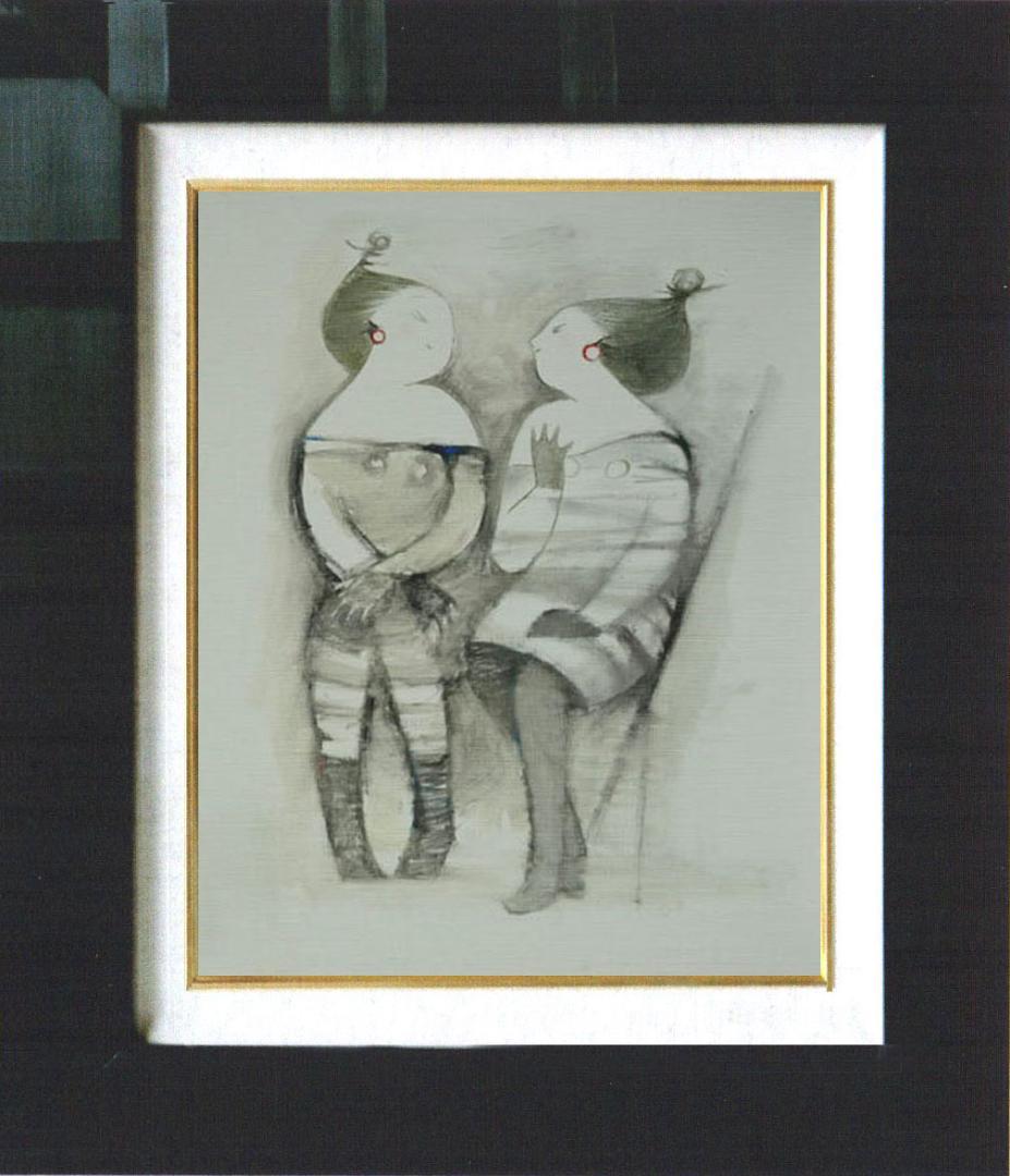 油絵 菅家令子 絵 絵画 インテリア F6-081712 人物 女性 語らい