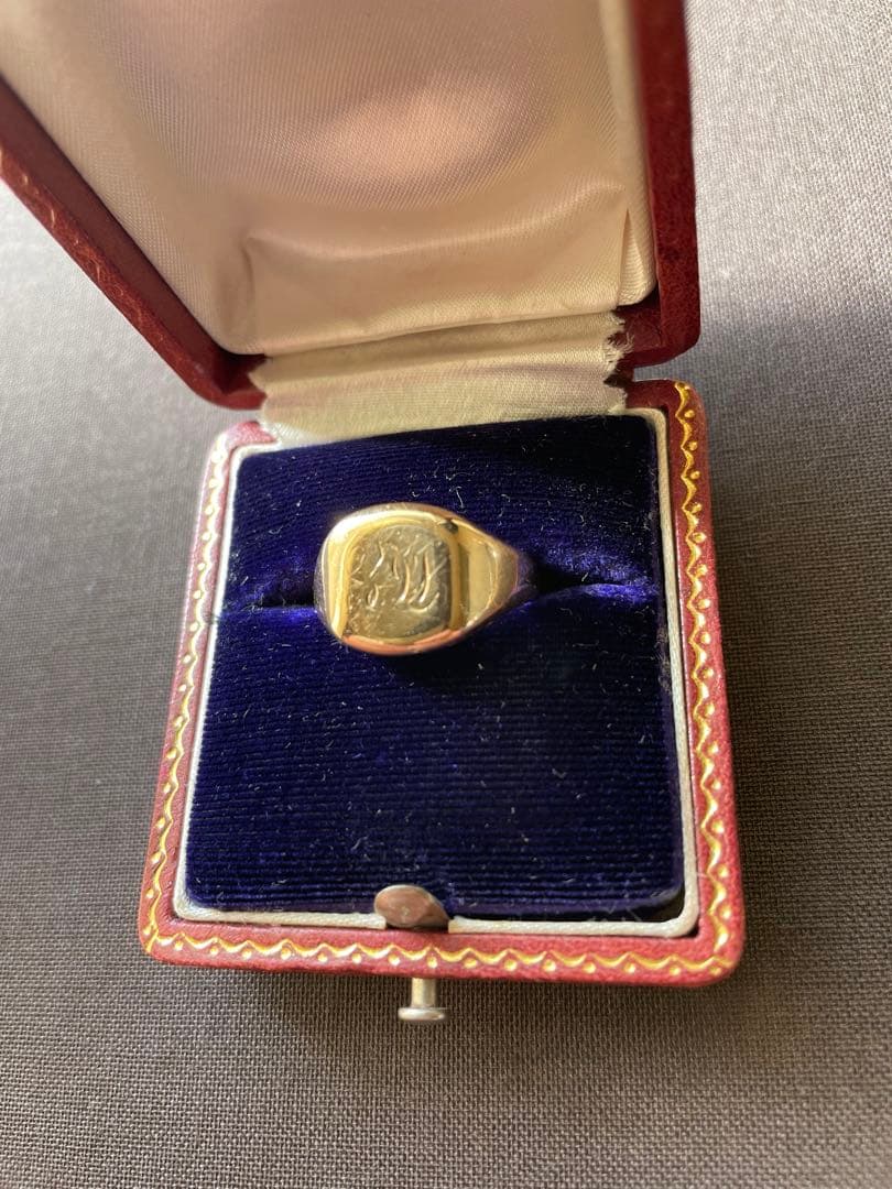 ビンテージ　シグネットリング　9金　9k