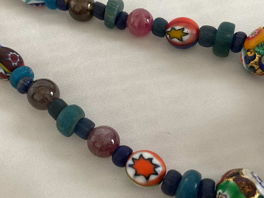 美しいオリジナル「マリ共和国千年ビーズとイタリア新トンボ玉」のネックレス