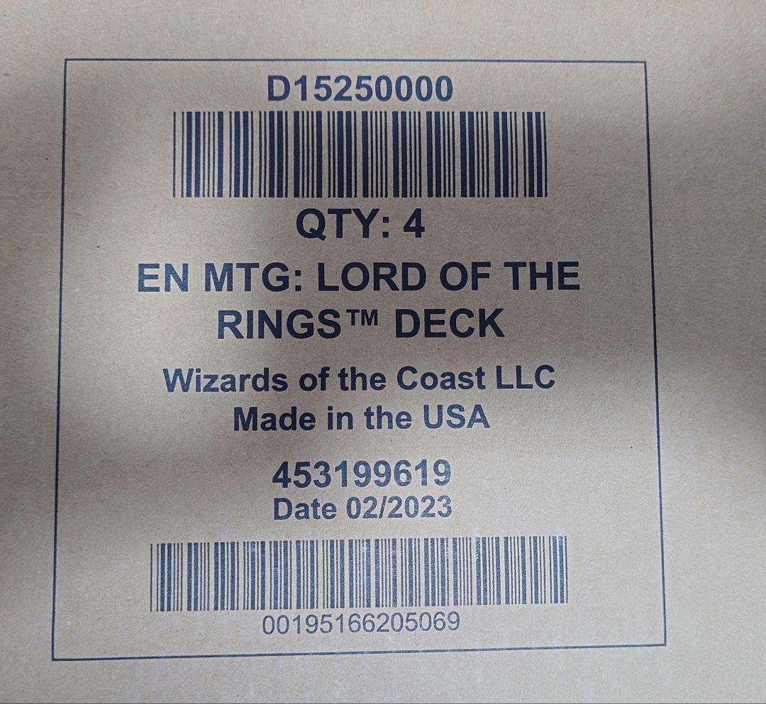 指輪物語　統率者デッキ　4種セット　カートン未開封 英語