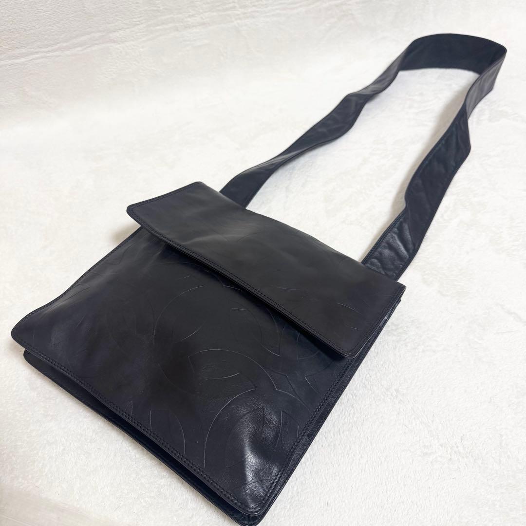 【美品】CHANEL シャネル ショルダーバッグ ココマーク 総柄 レザー 黒