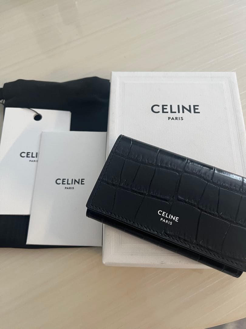 CELINE ブラック レザー キーケース