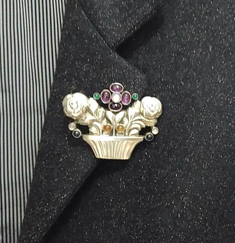 廃盤★　ジョージジェンセン　花かご　＃６７　ブローチ