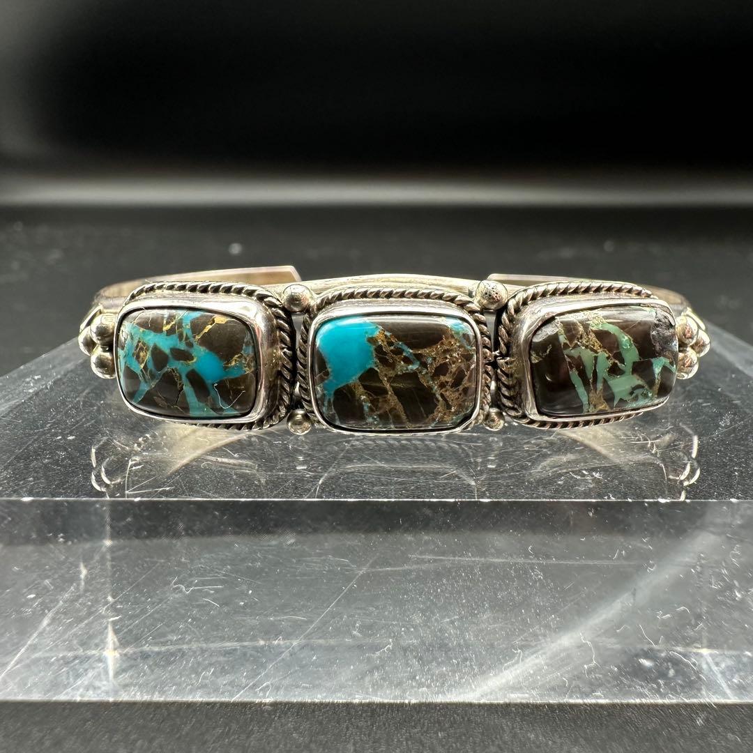 Navajo Lucy Jake 3連ターコイズ バングル