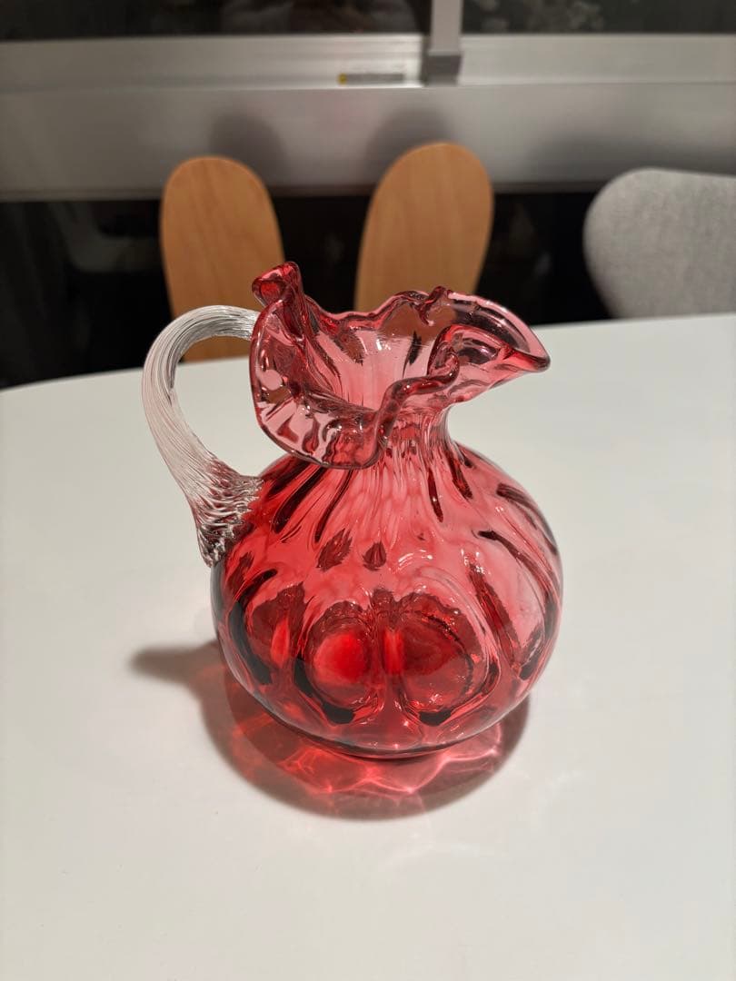 Fenton Art Glass ピンクガラス製ピッチャー 17cm