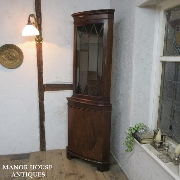 イギリス アンティーク 家具 コーナーキャビネット 飾り棚 英国 6022e