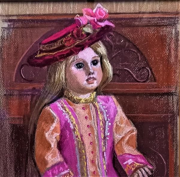 小島俊男　タイトル「エレーヌ」パステル画　1998年制作　P8号　高島屋取り扱い