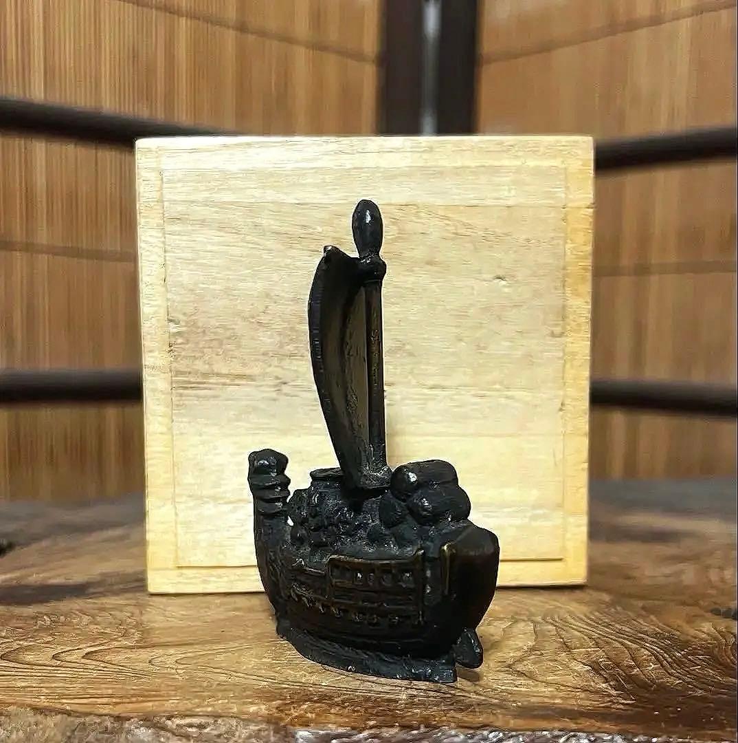 古銅 宝船 七福神 水滴 箱付き